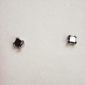 Black Diamond Stud Earrings in Sterling Silver